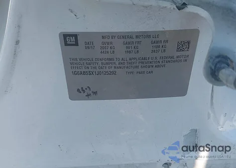 2018 Cadillac Ats Luxury from USA, damaged, VIN 1G6AB5SX1J0125292